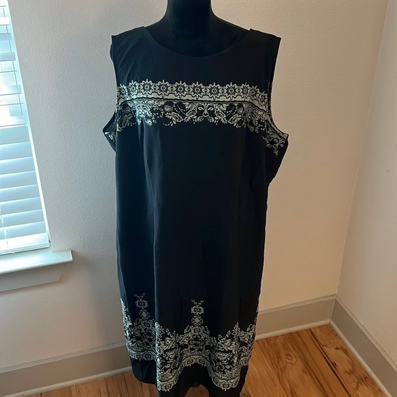 Maya Brooke black sage print sleeveless women’s dress Sz 22 W new - Picture 1 of 7